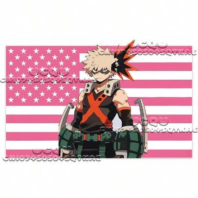 My Hero Academy Bakugou Katsuki American Flag Tapestry Anime Background Decoration Dormitory Bedhead Living Background Cloth(4).Jpg