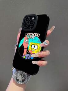 SpongeBob SquarePants 1个卡通创意海绵宝宝图案竖条纹手机保护壳，适用于三星/苹果17/16/15/14/13/12/11 Pro Max/12 Pro/14 Plus等型号 - 彩色 - 查看 3