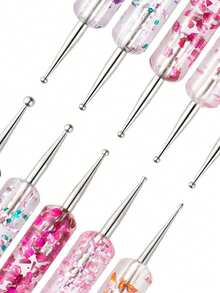 5 Pcs/Set Nail Art Dotting Pen, Nail Art Pen, Crystal Beads Handle Dual-Ended Drawing Painting Rhinestones Manicure Tools Nail Tools For Manicure - Multicolor - View 5