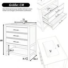Vanity Unit With Ceramic Basin – Freestanding Bathroom Unit With 2 Drawers And An Open Compartment, High-Quality Lacquered MDF Panel, Gold Handles, Without Tap Or Drain - Black + Blue - View 6