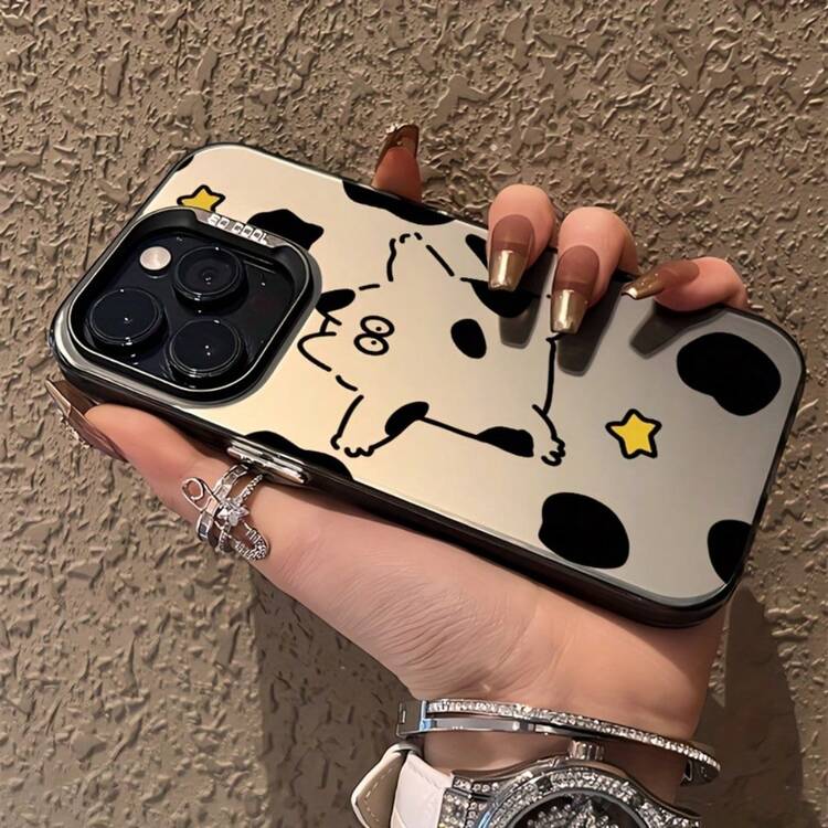 Cartoon Cow Pattern Phone Case It Is Compatible With IPhone 17/16/15/14/13/12/48 Pro Max/Pro/Plus Models. It Features A Stylish And Minimalist Design And Provides Shockproof And Abrasion-Resistant Protection. - Black - View 4