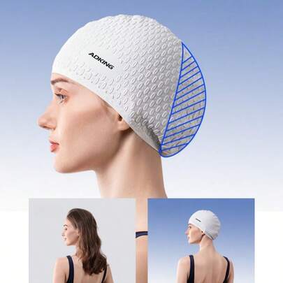 1顶时尚印花泳帽，防水硅胶泳帽，带护耳设计，舒适不紧绷。