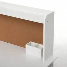 Juego de computadora y Silla para niños y niñas, Mesa de Escritura de Madera para niños con estantería, tablón de anuncios y gabinetes para Edades de 3 a 8 años - Blanco - Ver 8