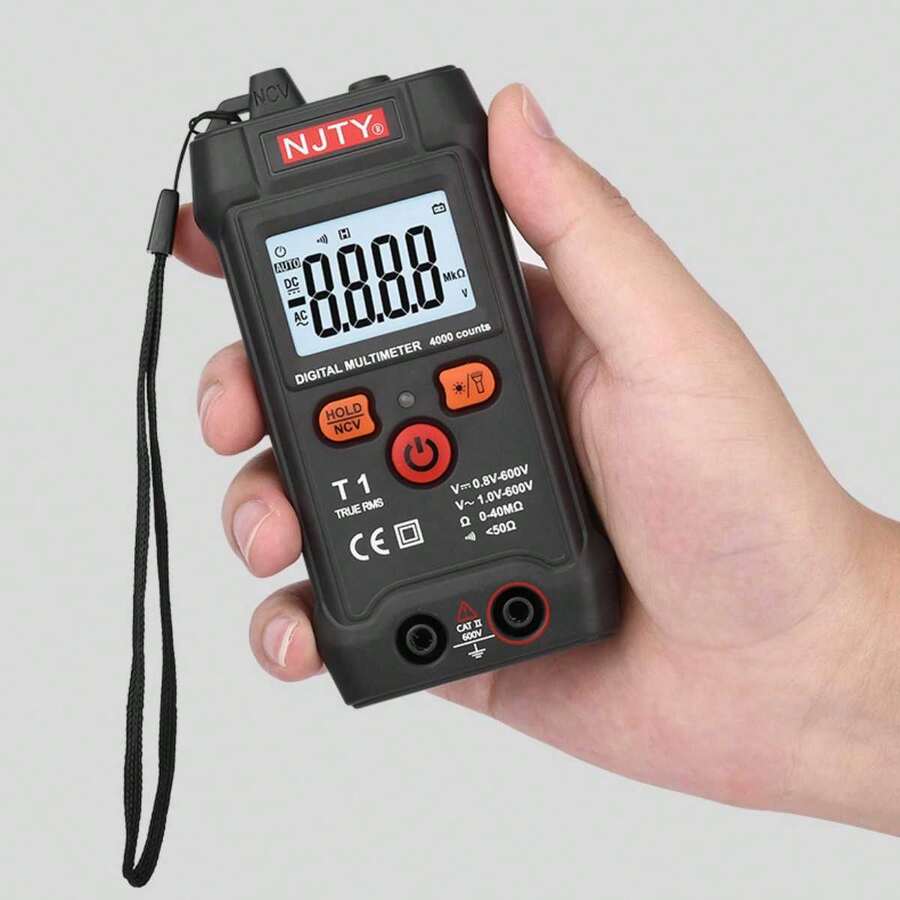 NJTY 1pc T1 Smart Mini Digital Multimeter, True 4000 Counts Voltmeter Auto Range Test Voltage Meter Continuity Resistance NCV Tester, For Household Electrician DIY, Professional Tool