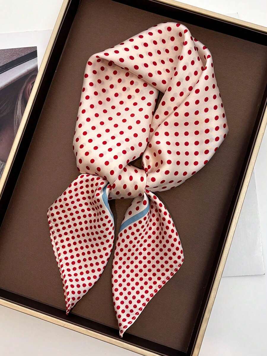 1 st. lyxig och elegant halsduk med prickigt tryck, 61 x 61 cm, sidenbandana, vårfärgad - Multifärgad - Visa 1