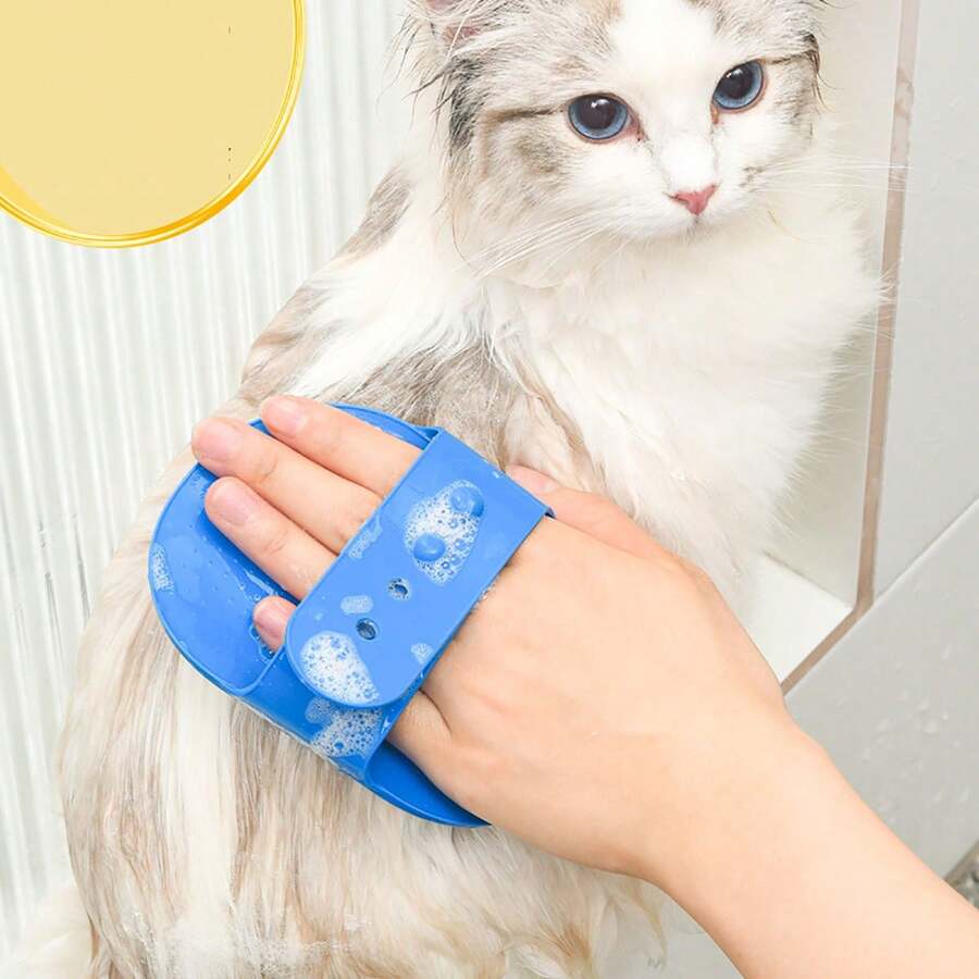 1pc Adjustable Pet Bathing Brush, Dog Washing Massage Brush, Cat Grooming Glove For Dry/Wet Fur Removal - Multicolor - View 1