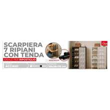 OISE ART STORE Scarpiera Salvaspazio A 7 Ripiani Con Tenda Copripolvere Installazione Semplice Ripostigli - - Multicolore - Visualizzare 3