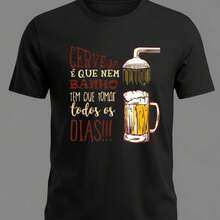 camiseta estampada 100% algodao premium cores vibrantes que nao desbotam tecido leve e respiravel - Preto - Visão 1