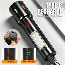 1pc High Lumen Long-Range LED/COB Dual-Light-Source Flashlight - 6 Modes & Type-C Fast Charging - Multicolor - View 11