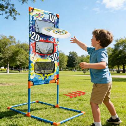 Easy-To-Assemble Spinning Disc Tossing Game, Quick To Set Up, Space-Saving Storage, Suitable For Parks And Living Rooms, Ideal For 3 Children, Practical Gift For Home Or Outdoor Use