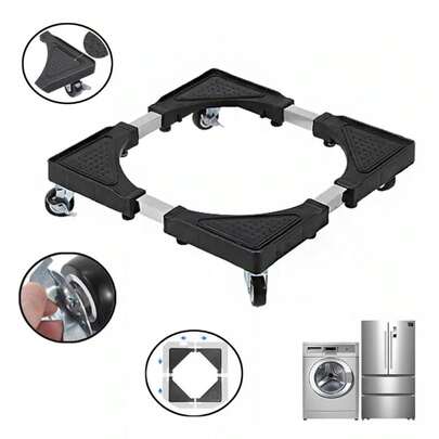 4 ruedas con bloqueo, base ajustable, diseño resistente a la humedad y a los terremotos, soporte de rueda alta para facilitar el movimiento de refrigeradores/lavadoras, multifuncional para uso doméstico, duradero