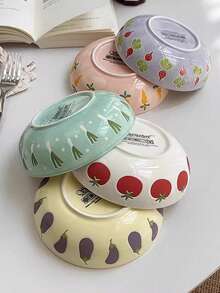 1Pc 5.5-Inch Eggplant Bowl Japanese Ins Style Vegetable Radish Ceramic Dessert Soup Snack Dish Rice Bowl - Multicolor - View 4