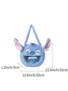 迪士尼系列毛绒单肩手提包，女士款，可爱草莓熊和史迪奇毛绒大容量通勤包 - 彩色 - 查看 13