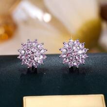 1 Đôi bông tai đinh tán hình bông tuyết tối giản, đa năng, đính đá Cubic Zirconia. - Bạc - Xem 13