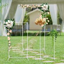 Wedding Metal Backdrop Stands, 3 Pcs Rectangular Balloon Frames, Metal Backdrop Stands Suitable For Weddings, Birthday Parties, Parties(White/Gold) 0.65*1.3m+0.8*1.6m+0.95*1.9m - 白色 - 查看 9
