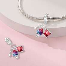 1件镀银下午茶心形甜甜圈冰淇淋奶茶杯套装，3件套特色糖果串精致冰淇淋杯，薯条珠子软糖熊，2个咖啡杯，草莓精灵吊坠，适合原创蛇形手链项链手链珠子DIY首饰制作，奢华女友礼物 - 彩色 - 查看 4