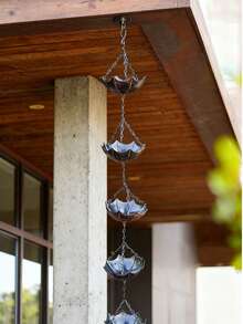 Rain Chain Outdoor Decor Hanging Garden/Patio Ornament Gutter System For Home Decorative Rain Chain Flower Pedals Elegant Design Decorative Downspout Garden Decor For Gardens And Patios Replaces Traditional Downspouts - Ô nhỏ - Xem 9