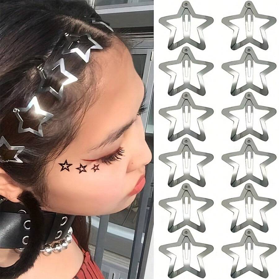 20pcsStar-Shaped Hairpin Bling Rhinestone Inlaid Star Hair Clip Cute Non-Slip Metal Hair Barrette Lightweight Durable Star Hair Accessory For Women Girls Daily Wear Party Holiday Wedding Hairstyle Decoration - 彩色 - 查看 1
