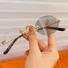 Fashionable Oval Small Frame , Retro Personalized All-Match, Street Style Eyewear, Daily Wear, Business & Casual Gift, College Style, Back To School, Leopard & Tortoiseshell Print - A - View 1