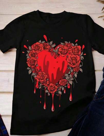 Camiseta Corazón de Rosas Rojas_ Jersey Unisex de San Valentín