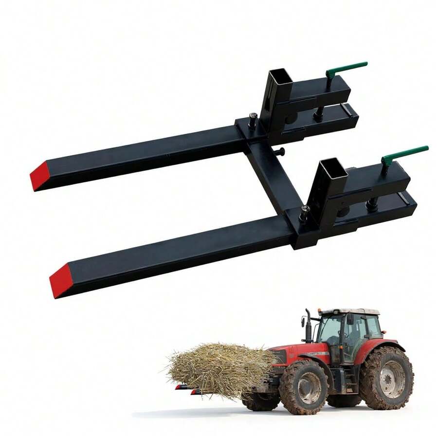 Horquillas de Sujeción para Cubo de Tractor, Acoplamiento Rápido 907 kg Capacidad, 109 cm de Ancho, Ideal para Manejo de Materiales y Carga - Negro-43 pulgadas - Ver 1