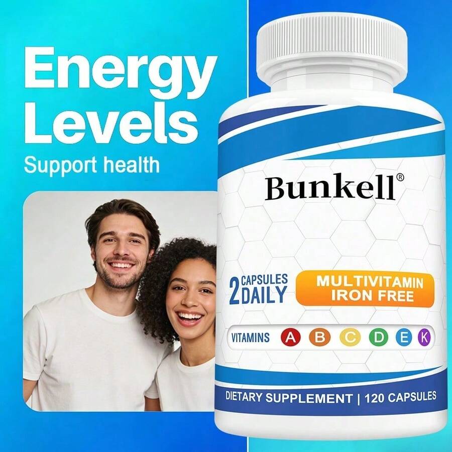 Bunkell Vitamin & Mineral Dietary Supplement - With Vitamin, Folate, Biotin - Immune Support, For Men & Women - 120 Capsules - 1瓶 - 查看 1