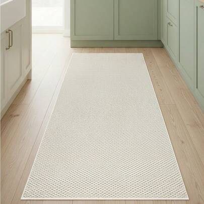1pc Pet-Friendly Non-Slip Rug - Luxury Non-Slip Polyester Rug - Beige Linen-Look Mat, Pet-Friendly, Easy To Clean For Bedroom, Kitchen, Bathroom, Entryway, Hallway, Soft Massage Feel, Bedroom Decor, Room Decor, Small Rug, Blanket, Outdoor Mat, Garden Mat, Living Room Carpet