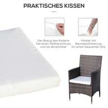 Brown Rattan Folding Garden And Balcony Furniture Set With Seat Cushions, 60 X 58.5 X 89.5 Cm. - Maroon - View 6