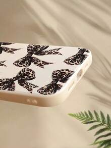 豹纹蝴蝶结图案直边打孔防摔手机壳，兼容、Galaxy、Redmi等机型 - 彩色 - 查看 3