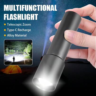 新款迷你LED手电筒，超亮远射程，可充电便携式手电筒，适用于户外和家庭使用