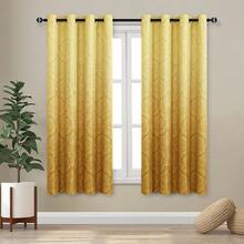 DWCN 2pcs Ombre Blackout Curtains For Bedroom - Damask Patterned Thermal Insulated Grommet Curtains For Living Room - 黃色 - 查看 11