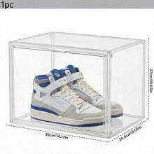1/2/3pcs Transparent Magnetic Front-Open Shoe Storage Boxes, Thick PET Material, Dustproof & Moisture-Proof, Stackable, Suitable For Wardrobe, Hallway, Bedroom To Store Sneakers, High Heels, Boots, Bags, Large Capacity, Stable, Modern & Practical Storage Organizer - Clear - View 4