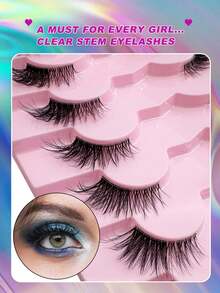 7 Pairs Natural Fluffy False Eyelashes Clear Band Half Eyelash Makeup For Valentine's Daydaily Wear, Vacation, Halloween, Christmas, And New Year's Celebrations - Black - View 4