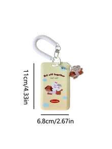 1 PC Cartoon Puppy Elastic Rope Sliding Cover Card Set For Girls Chasing Stars, Three Inch Small Card Set, Keychain Pendant Card Bag - Multicolor - View 4