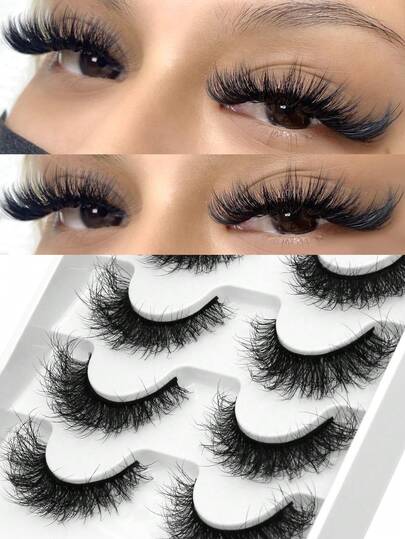 GROINNEYA 6 Pairs Thick Fluffy Lashes Cat Eye Faux Mink Lashes Volume Eyelashes Dramatic Wispy Long Eye Lifting Look False Eyelashes Criss-Cross Luxury Mink Lashes,Suitable For Women's Daily & Club Wear