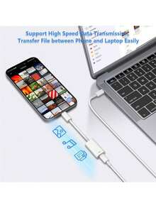 1 pieza Adaptador de carga Tipo-C a Lightning, cable convertidor de transferencia de datos trenzado duradero, adaptador de carga rápida compatible con iPhone 17/16/15 Pro Max/15 Pro/15 Plus/15, S26/S25/S24/S23/S22/S21/S20 Ultra Plus, Series con conector - Blanco - Ver 4