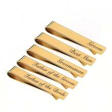 1pc Men's Polished Mirror Tie Clip, Minimalist Fashion Versatile Shirt Clip, Stainless Steel Hypoallergenic Tie Clip - Yellow Gold - View 3