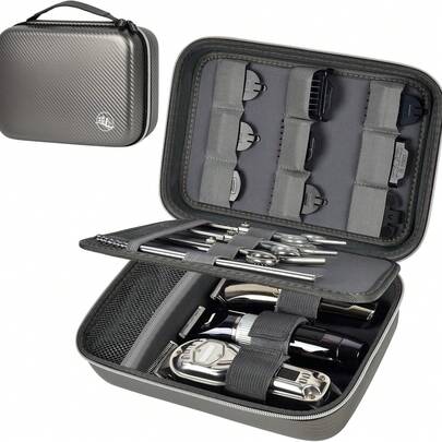 ALKOO 理发器及配件包，男士理发器盒，便携式理发器收纳架整理器，理发器、护罩修整套装及理发用品（仅含包）