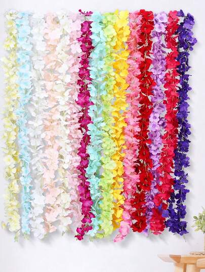 Guirnalda de flores de glicinia artificial, corona de flores de glicinia de seda, adecuada para decoración del hogar, decoración de habitaciones, decoración de jardines, decoración de paredes, decoración interior y exterior, decoración de dormitorios, decoración de bodas, decoración de mesas de comedor, decoración de fiestas, decoración de cumpleaños