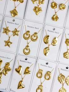 Bộ 24 món dây chuyền và bông tai bằng thép không gỉ hình trái tim và họa tiết hoa, lấy cảm hứng từ phong cách Trung Đông Dubai kết hợp với nét hiện đại, thích hợp làm quà cưới, trang trí tiệc, quà năm mới hoặc phụ kiện dùng quanh năm (Giao hàng ngẫu nhiên) - Nhiều màu - Xem 5