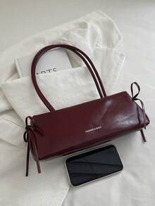 Versatile & Practical Bow Decor Shoulder Bag, Elegant & Letter Decor Underarm Bag For Women, Suitable For Shopping, Wallet, Purse, Young Ladies, College Students, Newlyweds And Office Workers. Ideal For Office, University, Work, Business, Commuting, Outdoor Activities, Travel And Outings. - Red - View 10