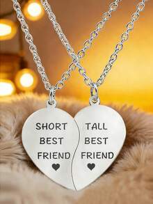 suteyi 闺蜜项链（两件套），情人节爱心情侣项链，挚友吊坠友谊项链套装（两件套），情人节/生日礼物 - 銀色 - 查看 14