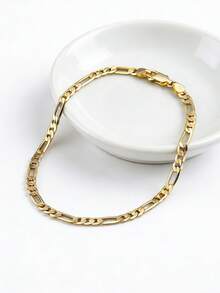 ORSA JEWELS 1条925纯银费加罗链手链，独特方形链节设计，优雅饰品，适合日常佩戴和派对场合，男女皆宜 - 金色 - 查看 18