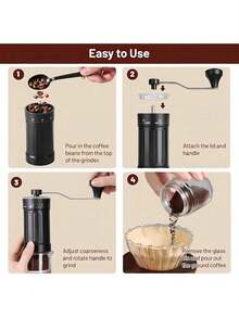 Hand Cranked Coffee Grinder - Adjustable Gear, Ceramic Grinding Head, Extended Stainless Steel Handle, Easy To Clean Glass Powder Compartment. - Multicolor - View 7
