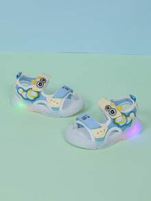 1 par de zapatos hermosos y de moda con luz LED, suela blanda para bebé, punta cerrada, correa anti-patada, fáciles de poner y quitar, adecuados para uso interior y exterior - Azul menta - Ver 7