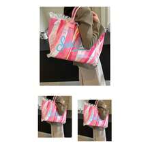 Large Beach Handbag, New Design, Striped Canvas Handbag With Tassels – Shoulder Bag – Women's Handbag – Gift Idea - 淺粉色 - 查看 2