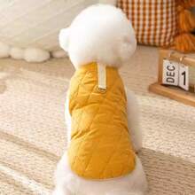 1pc Pet Clothes, Hooded Dog Sweatshirt, Autumn/Winter Fleece Cat Vest Sweatshirt, Leash Attached Warm Vest, Suitable For Small Dogs & Cats - Green - View 1