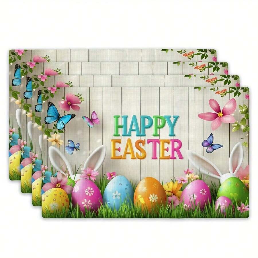 Juego de 4 manteles individuales rectangulares - Material de poliéster ...