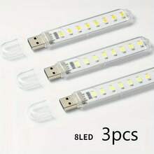 Bộ 3 đèn ngủ mini USB, đèn cắm trại USB, bóng đèn LED mini, đèn ngủ cắm điện với 3/8/24 bóng, thích hợp cho phòng tắm, phòng ngủ, đọc sách, ngủ, cắm trại. - ánh sáng trắng - Xem 8
