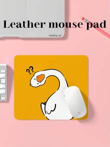 一体式卡通鸭子图案PU皮革鼠标垫，2毫米厚，小型办公桌面垫，适合学生/游戏玩家/笔记本电脑用户，防水防滑，必备办公配件。 - 橘色 - 查看 8